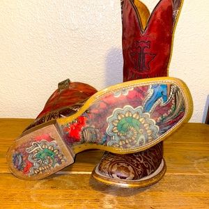 Tin Haul boots, colorful paisley Sole